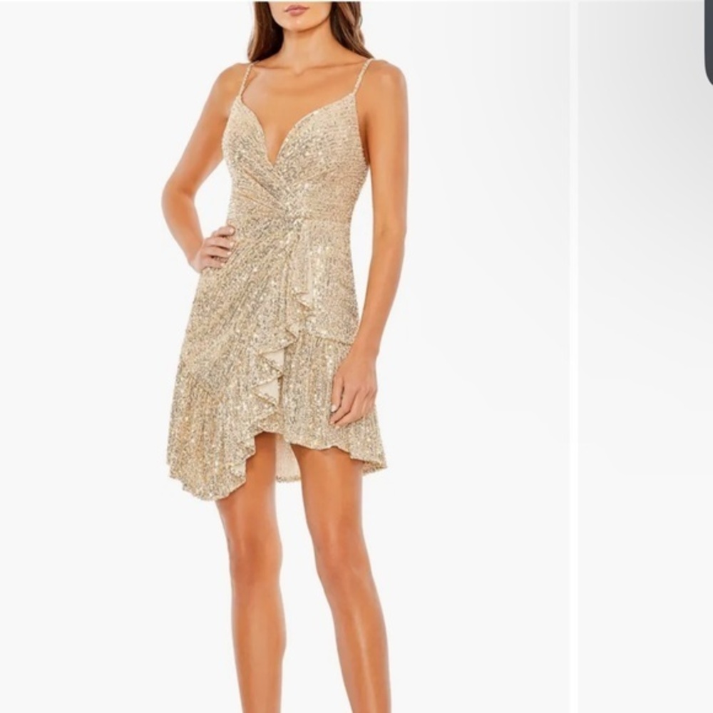 NWT - Ieena Mac Duggal - Gold Sequin Mini - Size 0